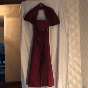 Eggplant gown with scarf